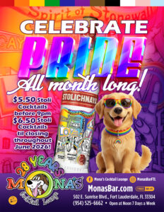 Mona's Bar Celebrates Gay Pride Month with Stoli Cocktail Specials